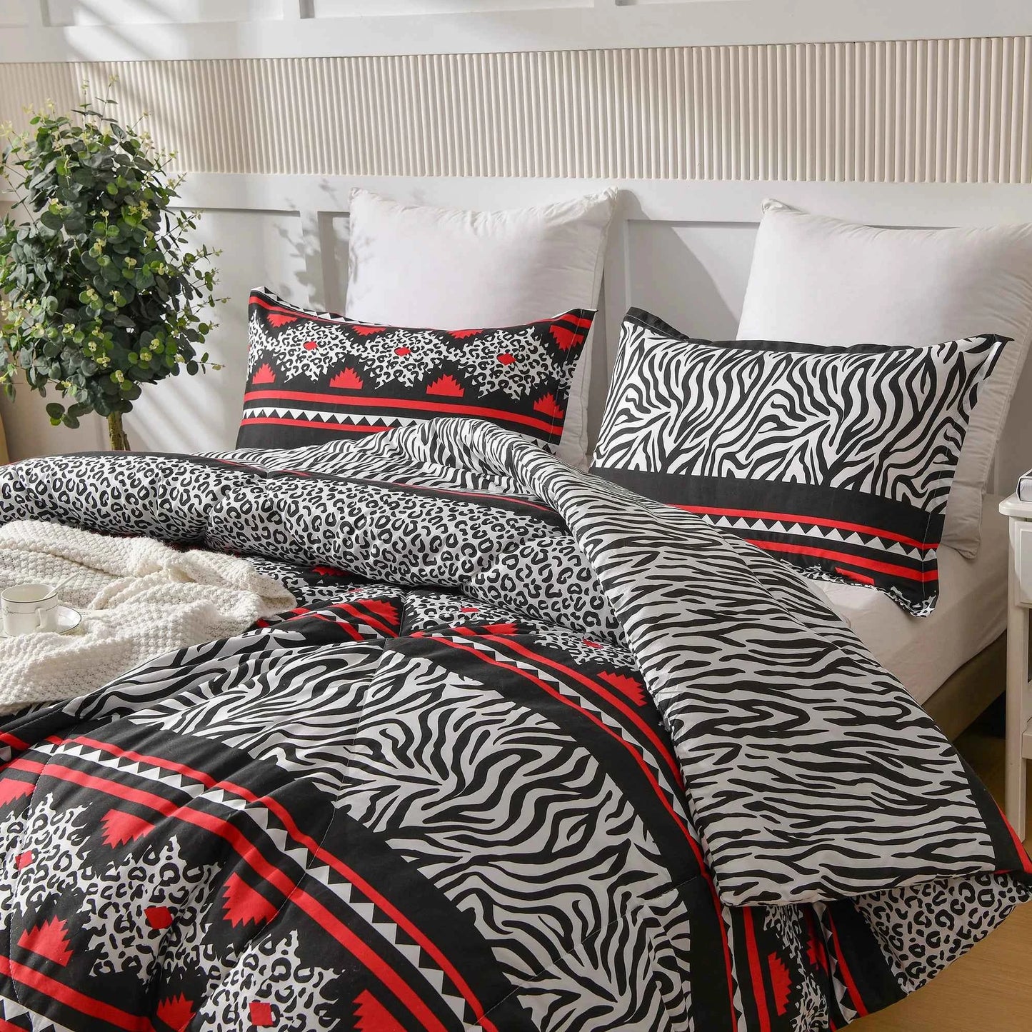 3 Pieces Comforter Set Bed In A Bag, Breathable Quilted Style Bedding Sets, Luxury Fluffy Soft Comforter For All Season - AMULET RING STORE