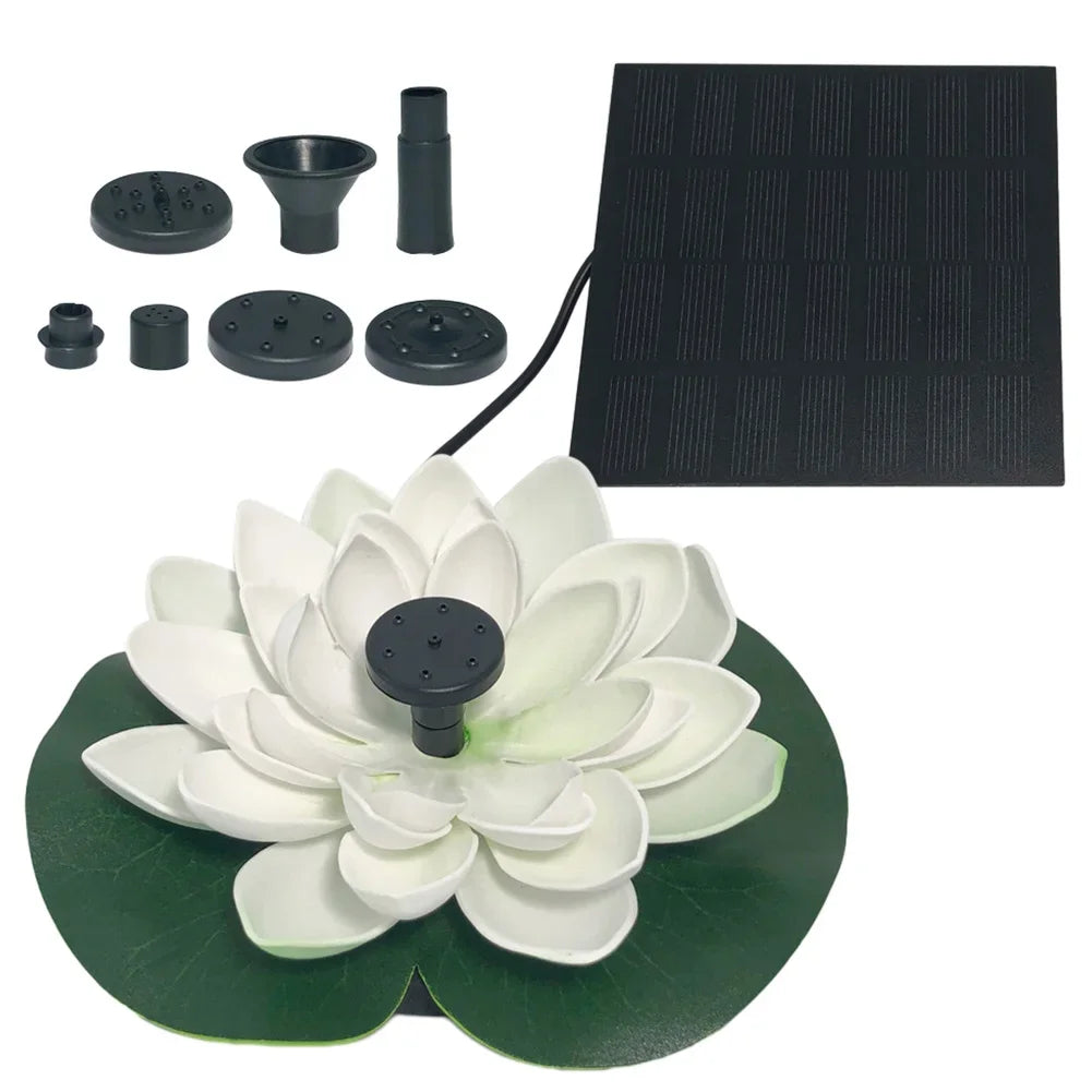 Solar Rotating Lotus Floating Fountain Outdoor Garden for Garden Bird Bath, Pond Decoration, Waterscape Garden Decoration - AMULET RING STORE