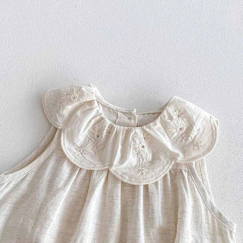 2024 New Summer Toddler Baby Girls Jumpsuit Sleeveless Cotton Solid Color Newborn Baby Girls Romper 0-24M Children Clothes - AMULET RING STORE