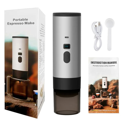 Portable Electric Coffee Maker 3-in-1 Capsule Coffee Grinder Travel Coffee Maker with Cordless Heating for Car and Home Camping - AMULET RING STORE