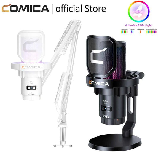 COMICA Uni D Uni A Wired USB Gaming Microphone for PC Laptop Phone Noise Cancellation Condenser Mic With RGB Lighting