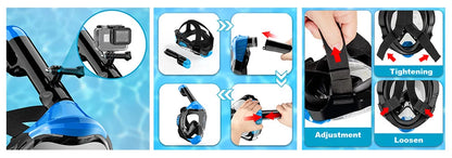 Full Face Snorkel Mask with Latest Dry Top Breathing System Detachable Camera Mount for Adults Panoramic View Anti-Leak Anti-Fog - AMULET RING STORE