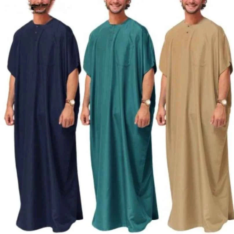 2025 New Muslim Gown! Middle Eastern Arabic Dubai Style Men's Robe, Malaysian Shirt-style Ethnic Clothing