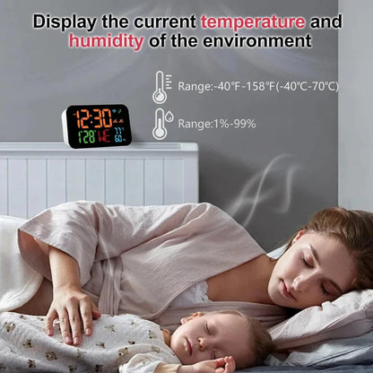 Tuya WiFi Desktop Clock Calendar Intelligent Thermometer Hygrometer with Digital LED Display Support WIFI Auto-Calibration
