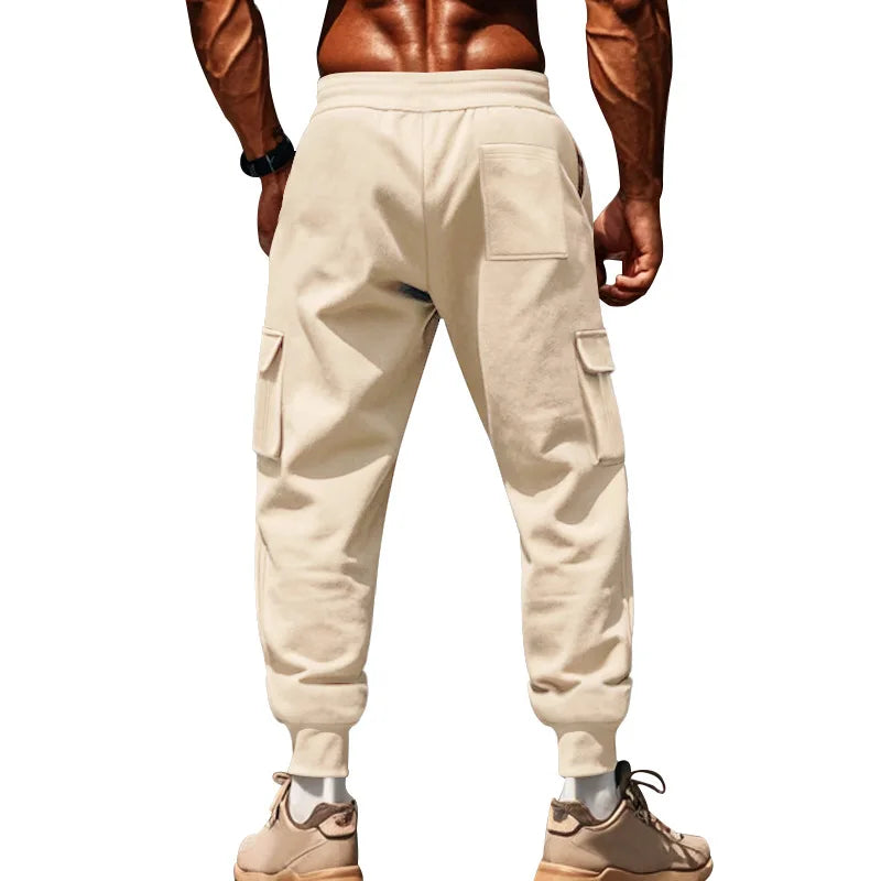 New autumn and winter velvet men's casual overalls multi-pocket pants large size sports casual trousers