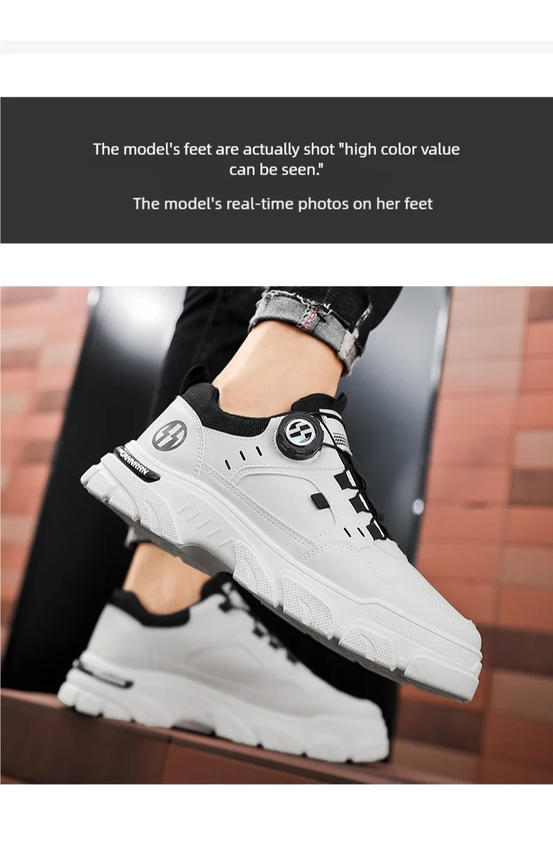 Men's boots autumn and winter new rotating shoelaces fashion casual boots youth outdoor boots anti slip soft sole workwear boots - AMULET RING STORE
