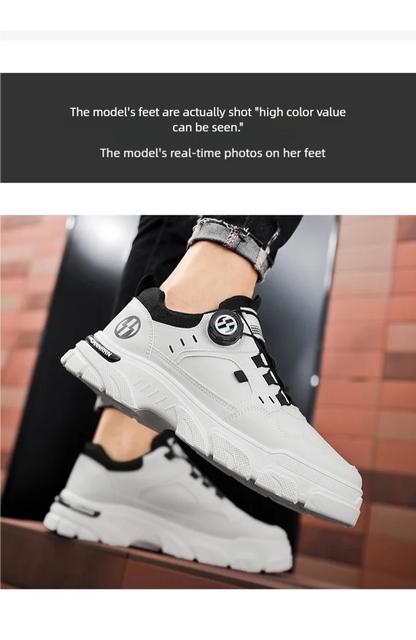Men's boots autumn and winter new rotating shoelaces fashion casual boots youth outdoor boots anti slip soft sole workwear boots - AMULET RING STORE