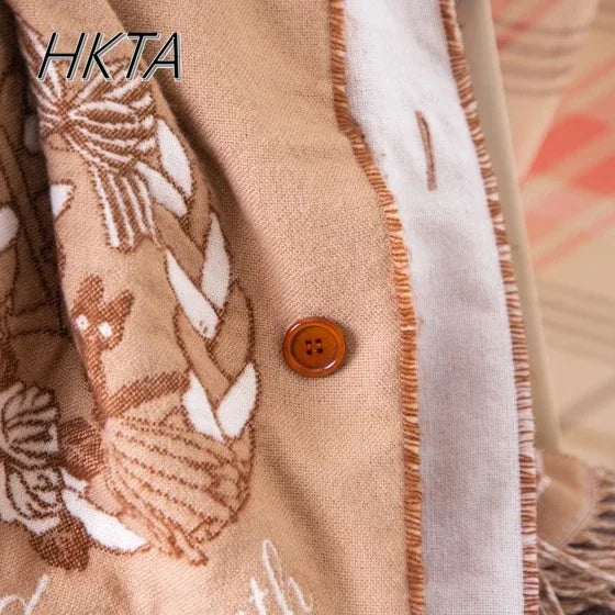 Scarf Shawl Button Dual-purpose Cute Cartoon Witch Kitten Scarf Winter Warm Cute Girl Thickened Warm Japanese Long Scarf Shawl - AMULET RING STORE