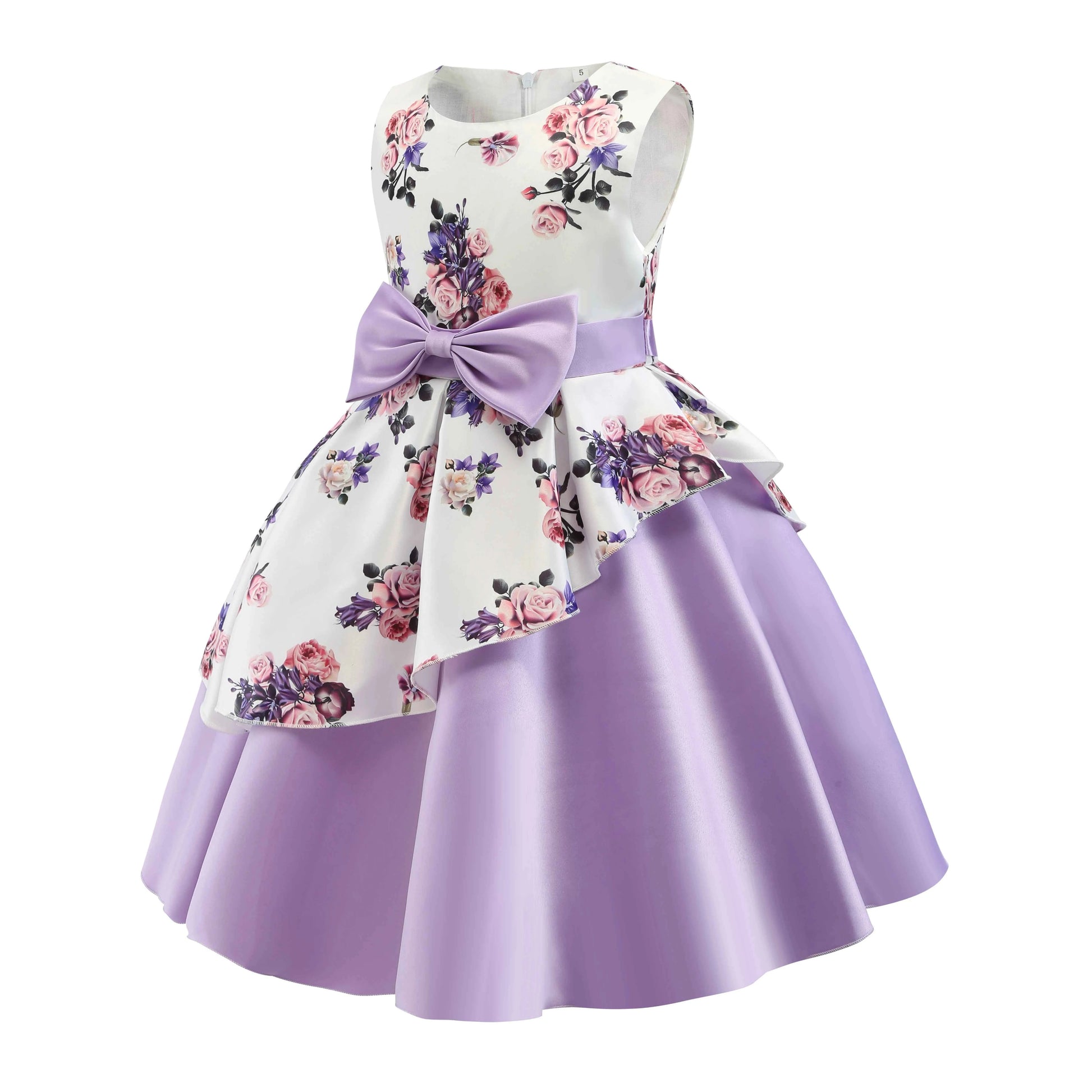2025 New Girls' Dress - Sleeveless Bow Peplum Dress - Lace Princess Dress - National Day Party Children's Dress