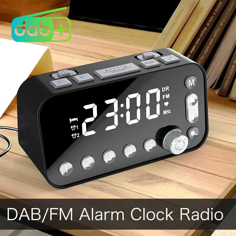 A1 Digital Desktop Alarm Clock Dual USB Charging Port LED Display DAB FM Radio