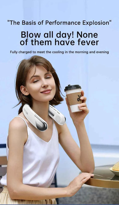 Portable Neck Fan 10000mAh Mini Bladeless Silent Neckband Fan USB Rechargeable 3 Speeds Mute Wireless Electric Neck Cooler Fans
