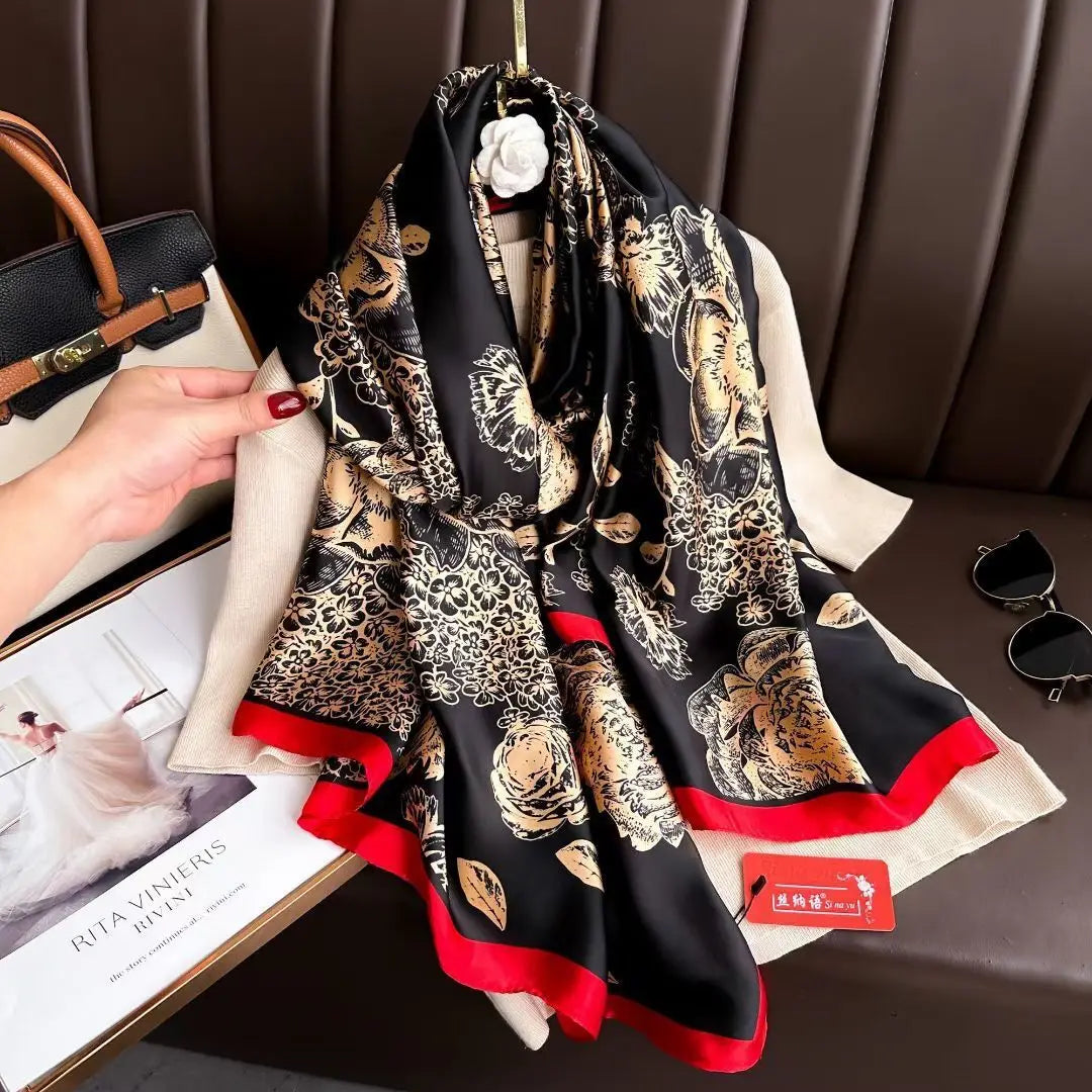 Spring Scarf Women's Luxury Design Scarf Silk Smooth Scarf Soft Muslim Headband Shawl Beach 85x180cm - AMULET RING STORE