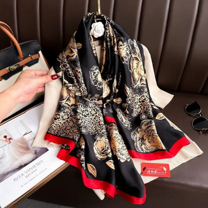 Spring Scarf Women's Luxury Design Scarf Silk Smooth Scarf Soft Muslim Headband Shawl Beach 85x180cm - AMULET RING STORE