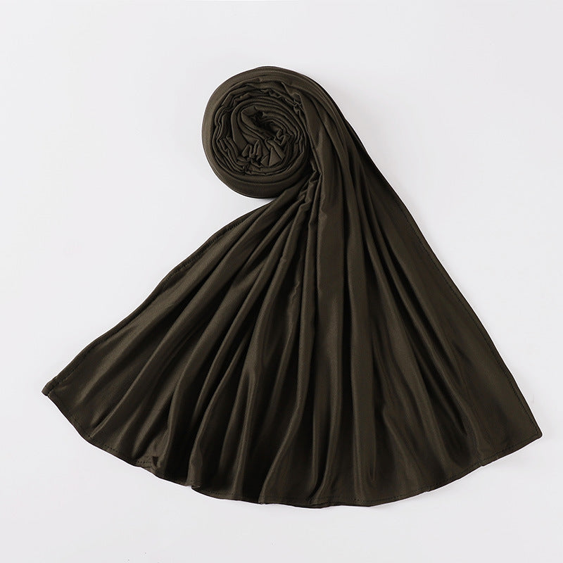 Newest Milk Silk Jersey Hijabs for Women Soft Warm Muslim Woman Turban Hoofddoek Headscarf Good Stitch Stretch Jesey HIjab Scarf - AMULET RING STORE