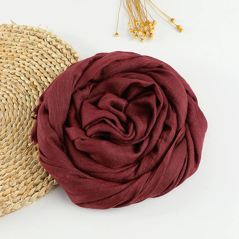 Autumn Winter New Cotton Linen Scarf For Women Girls Solid Color Sunscreen Scarves Soft Foulard Viscose Female Wrap Shawls