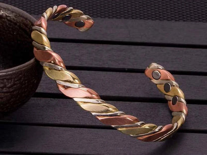 Vinterly Twisted Copper Bracelets for Women Rose Gold-color Health Energy Magnetic Copper Adjustable Cuff Bracelets & Bangles