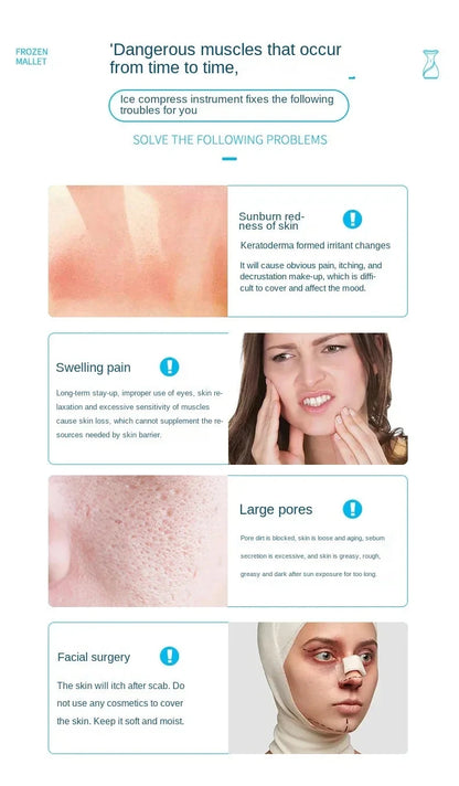 Face Skin Ice Roller Cooler Skin Lifting Face Cooling Massager Ice Compress Calm Skin Ice Cooler Eye Pouch Cooler Edema Remover