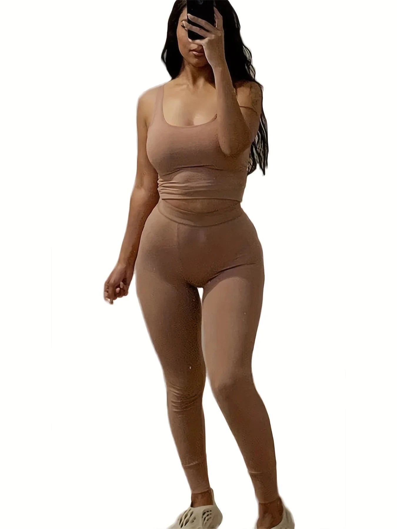 New Design Women Summer Fitness Sports Wear Lounge Set Yoga Solid Color Vest Summer Two Piece Set Tank Top Biker Shorts Set