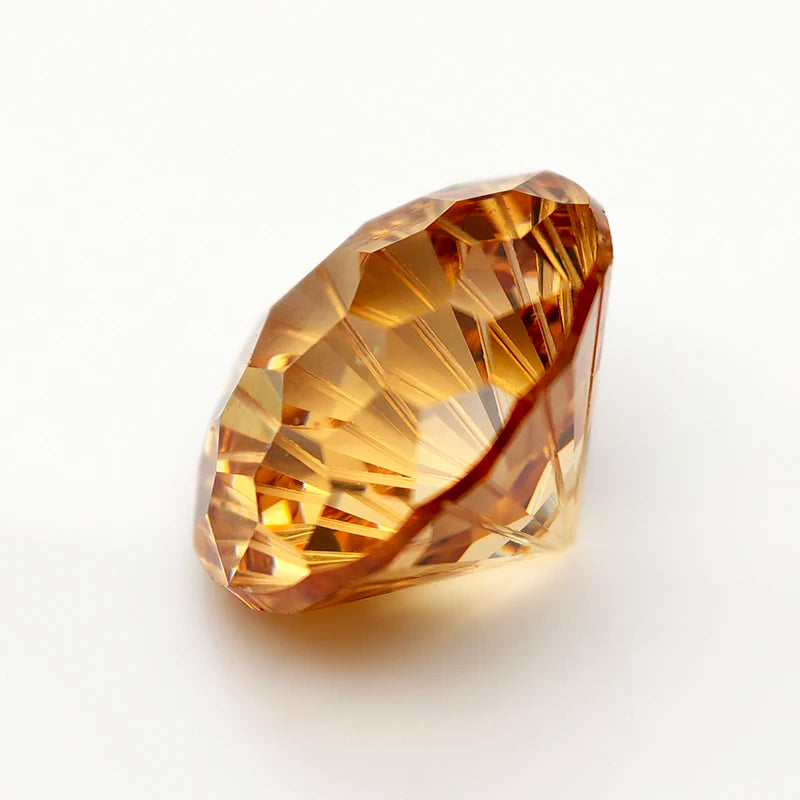 New Champagne 5.0-12.0mm Round Pyrotechnic Cut Cubic Zirconia Stones Loose Gemstone for Jewelry Making - AMULET RING STORE