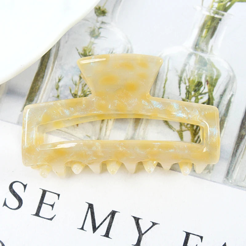 Mini Women's Hair Clips Colorful Geometric Hollow Crab Claw Clip Acetate Leopard Print Fashion Girls Hairpin Hair Accessories - AMULET RING STORE