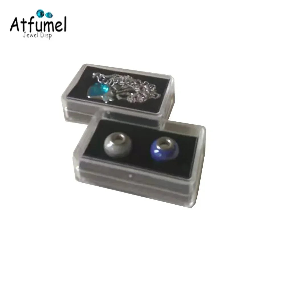 Transperant Square Diamond Jewelry Storage Box Stone Display Case Round Gemstone Organizer 1Pc Small Coin Ring Travel Gift Box - AMULET RING STORE