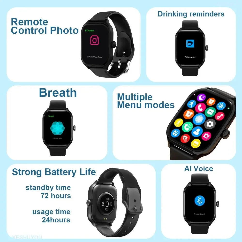 New Smart Watch Heart Rate Blood Oxygen Health Monitoring Bluetooth Call Bracelet Men Women Waterproof Sports Tracker Watches - AMULET RING STORE