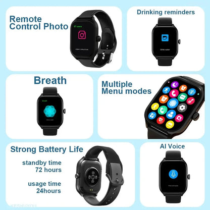 New Smart Watch Heart Rate Blood Oxygen Health Monitoring Bluetooth Call Bracelet Men Women Waterproof Sports Tracker Watches - AMULET RING STORE