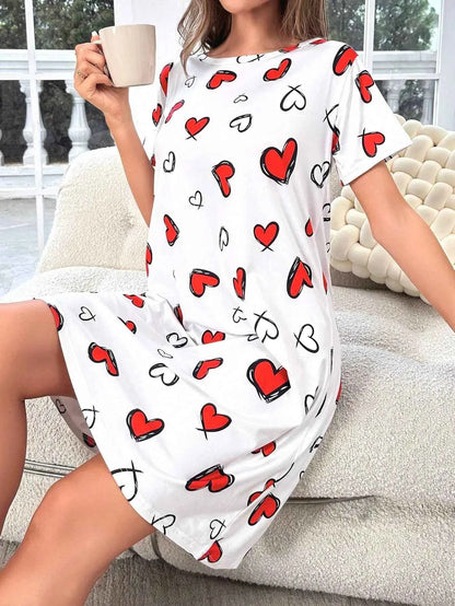 Summer Butterfly Prints Sexy Short Sleep Shirts Women Milk Silk Nightgowns Sleepwear Lingerie S-XL Plus Size Night Dress Women