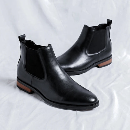 Men's Classic Genuine Leather High Top Chelsea Boots