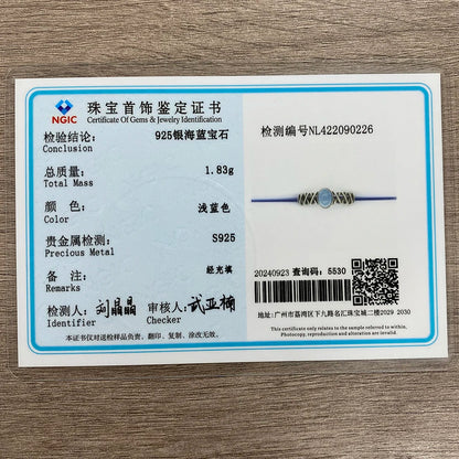 7*5mm Natural Aquamarine 925 Sterling Silver Women's Ring Handmade Adjustable Open Bands Vintage Boho Jewelry Gifts - AMULET RING STORE