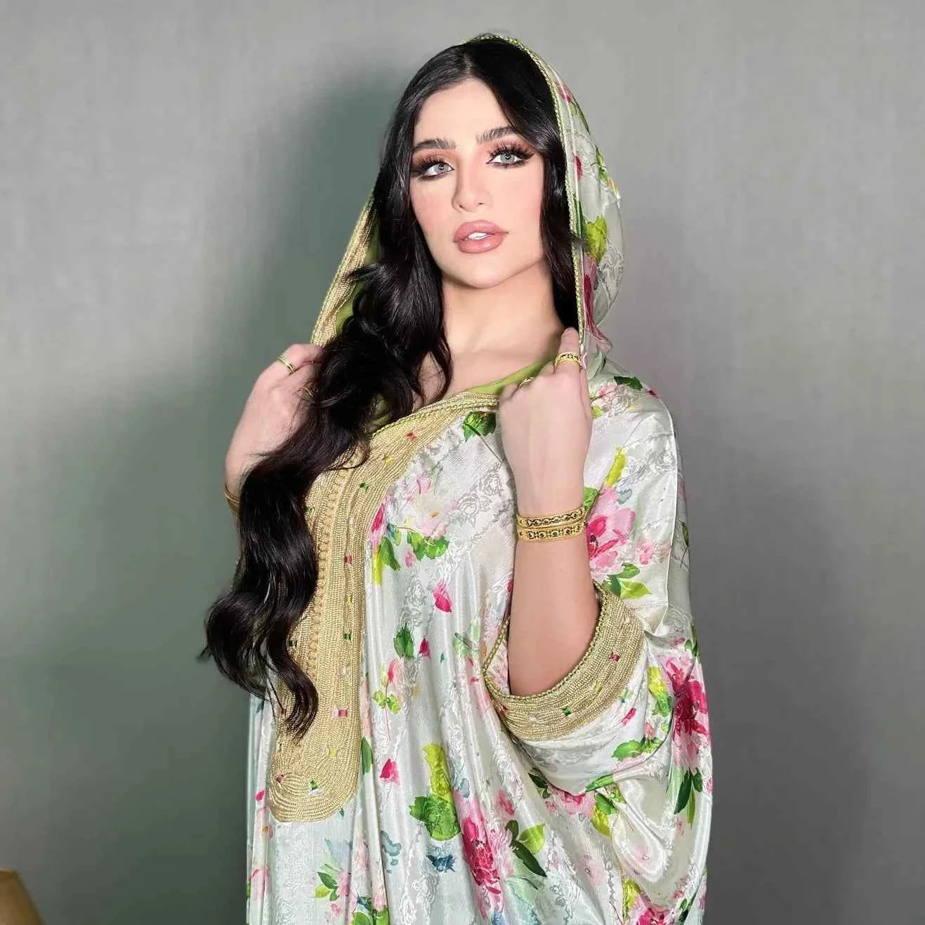 Moroccan Kaftans Wholesale Dubai Abaya Islamic Clothing Muslim Ladies Dresses Lace Embroidery Arabic Abaya Dress