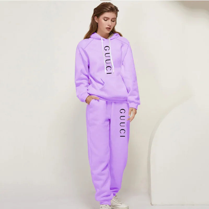 Autumn Winter Two Piece Set for Women Drawstring Women's Tracksuit Hooded Suit Quality Comfortable Casual Pullover Fashion Daily - AMULET RING STORE