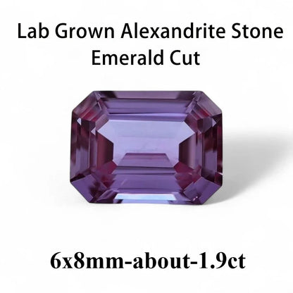 Emerald Cut Lab Grown Alexandrite AGL Certificate Loose Gemstone For Earrings Ring Jewelry Diy Making