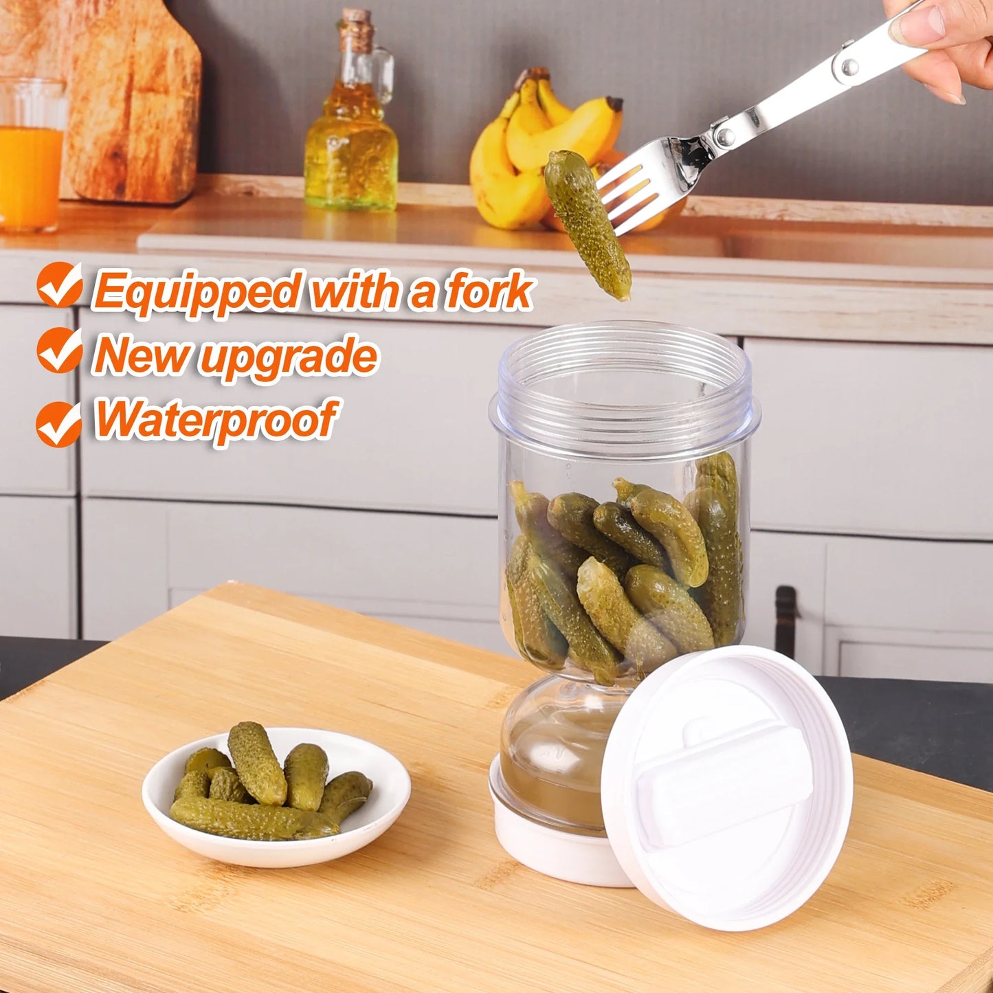 Pickle Olive Hourglass Jar Dry and Wet Dispenser with Strainer Flip Can for Food Storage Cucumber Olives Kitchen Supplies Tool - AMULET RING STORE