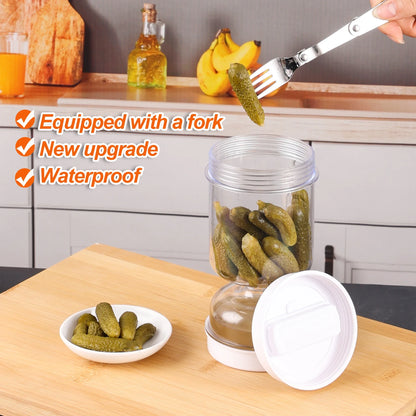 Pickle Olive Hourglass Jar Dry and Wet Dispenser with Strainer Flip Can for Food Storage Cucumber Olives Kitchen Supplies Tool - AMULET RING STORE