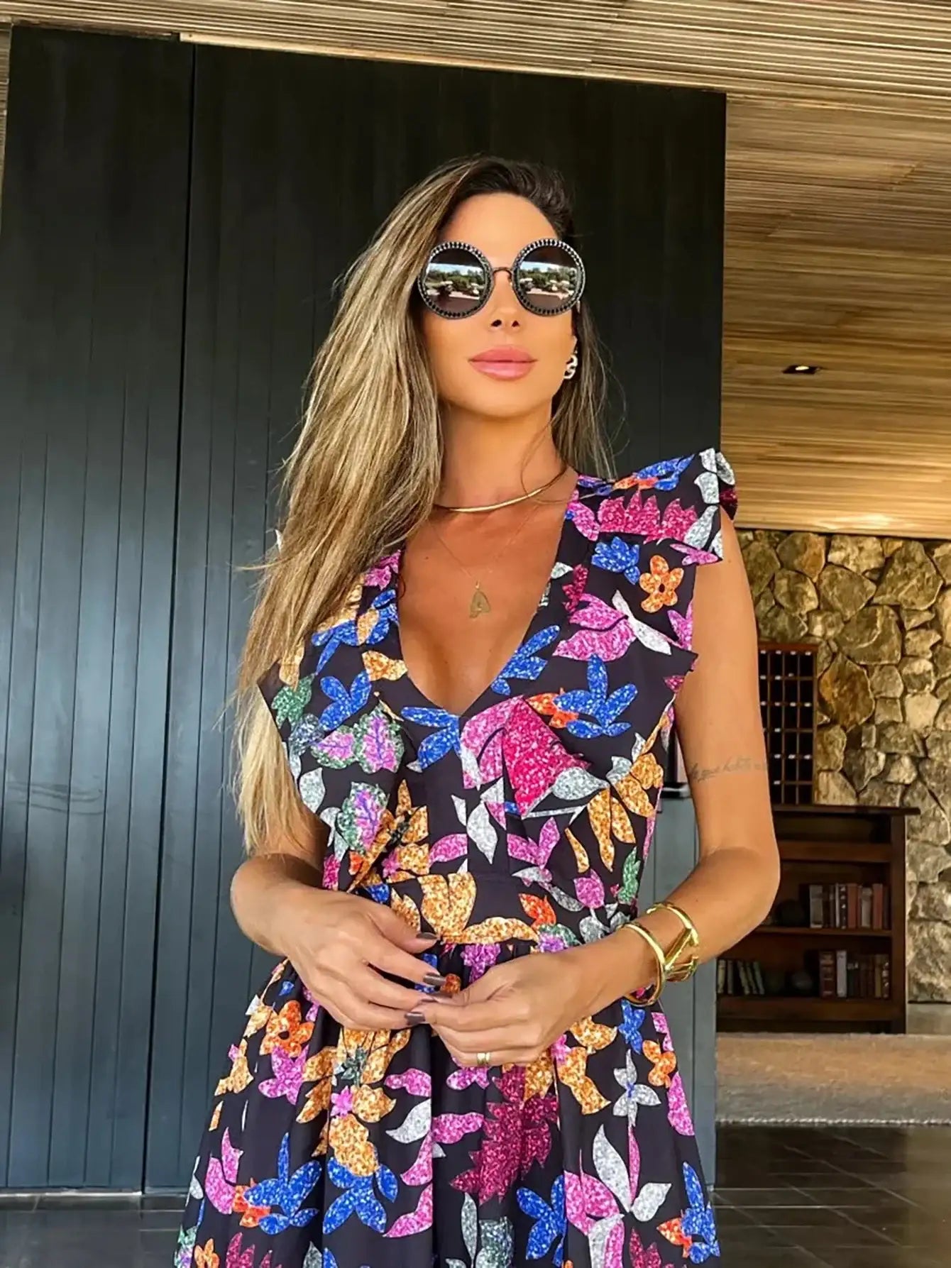 V-Neck Backless Beach Dress - Summer Beachwear - AMULET RING STORE