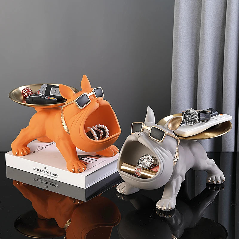 30cm Home Decor Bulldog Figurine Dog Statue Storage Box Animal Ornament Resin Craft Art Sculpture Figurine Home Puppy Sculpture - AMULET RING STORE
