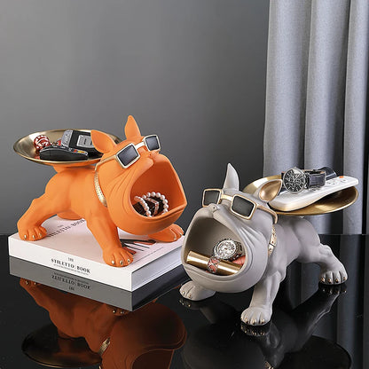 30cm Home Decor Bulldog Figurine Dog Statue Storage Box Animal Ornament Resin Craft Art Sculpture Figurine Home Puppy Sculpture - AMULET RING STORE