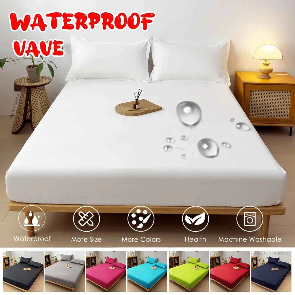 Waterproof Covers Bed Fitted Sheet Mattress Bedspreads Protector Pads Single/Double/King/Queen Full Size Coverlets Gray/White