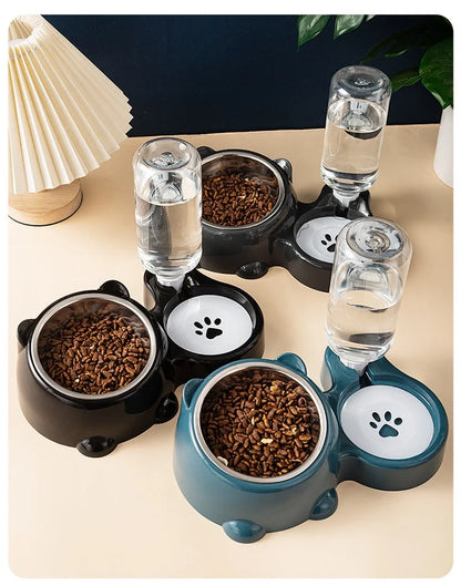 Cat Bowl 2-in-1 Drinking Water Dog Food Pot Water Bowl Rice Pot Pet Supplies Cat Bowl Pet Drinking Water Feeding Integration - AMULET RING STORE