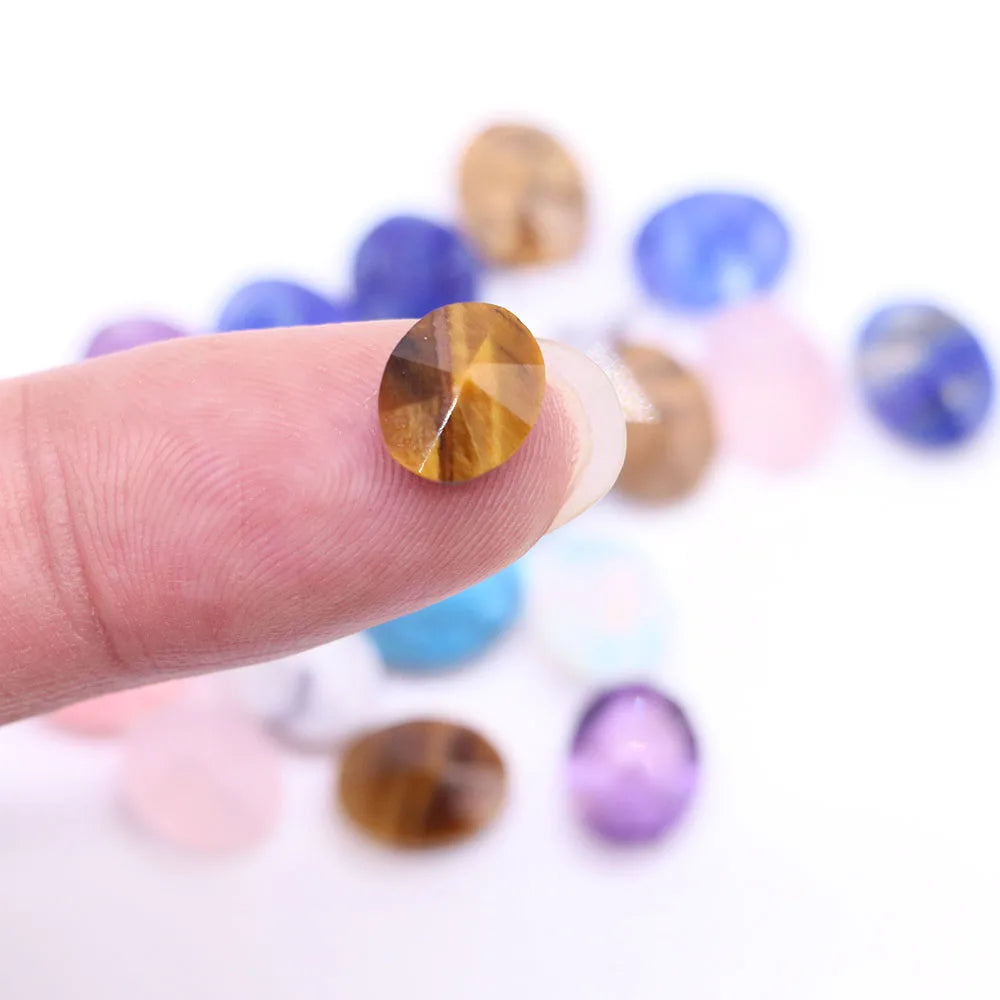 8X10mm Natural Stone Oval Cut Diamonds Faceted Loose Cabochon Beads Amethyst Healing Crystal for Jewelry Making DIY Ring Earring