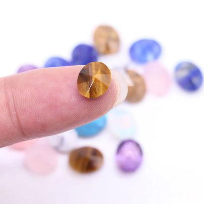 8X10mm Natural Stone Oval Cut Diamonds Faceted Loose Cabochon Beads Amethyst Healing Crystal for Jewelry Making DIY Ring Earring