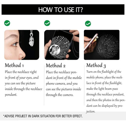 Custom Photo Necklace Personalized Picture Projection Necklace Rose Flower Projective Pendant Necklace Memorial Gifts For Women