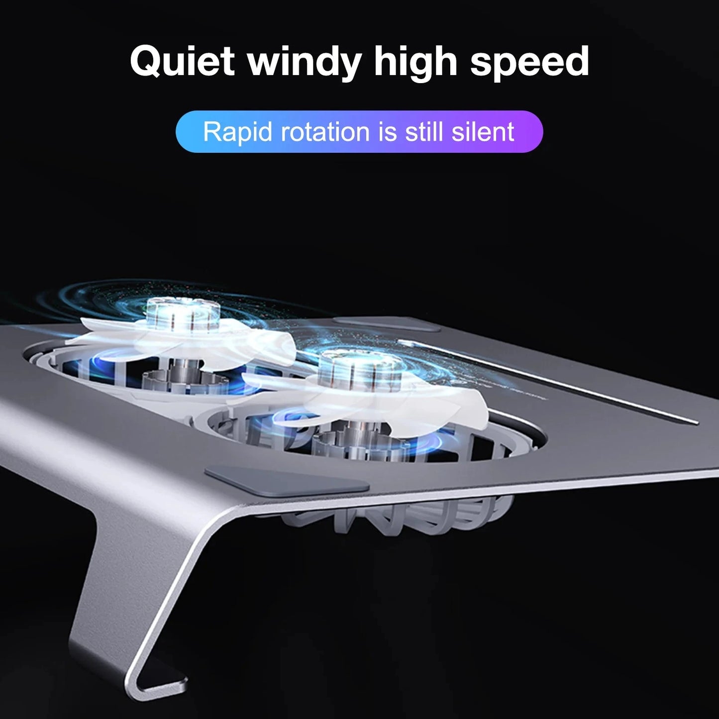 2 High - Speed Fan Aluminum Laptop Cooler with Pad, Adjustable Stand, for 10 - 15" Laptops - AMULET RING STORE