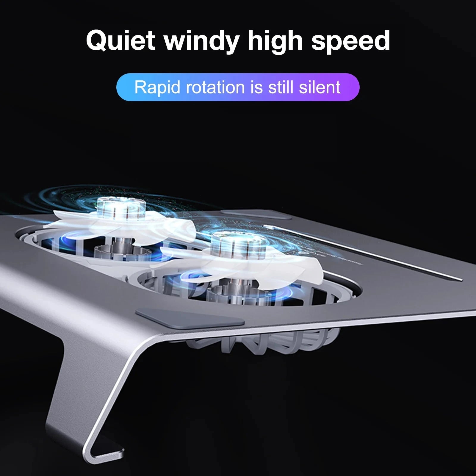 2 High - Speed Fan Aluminum Laptop Cooler with Pad, Adjustable Stand, for 10 - 15" Laptops - AMULET RING STORE