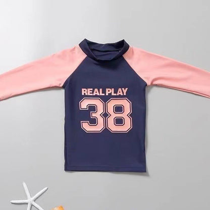 3Pcs Kids Girls Colorful Print Swimsuit Swimwear Long Sleeve Top+Shorts with Pants Set Sun Protection Rash Guard Swimming Outfit - AMULET RING STORE