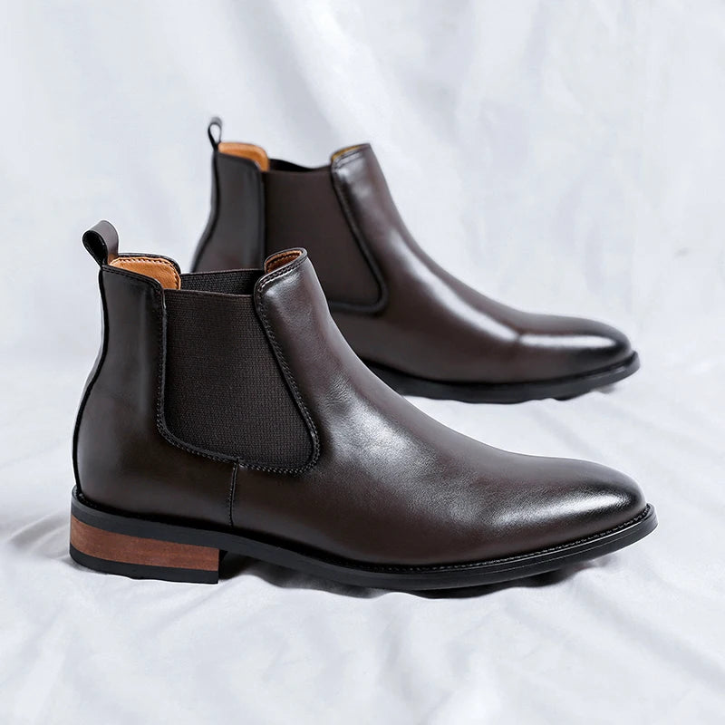 Men's Classic Genuine Leather High Top Chelsea Boots