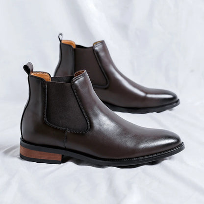 Men's Classic Genuine Leather High Top Chelsea Boots