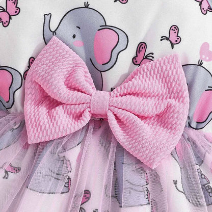 2Piece Spring Autumn Newborn Girls Clothes Korean Cartoon Cute Coat+Mesh Bow Print Sleeveless Dress Baby Boutique Clothing BC628