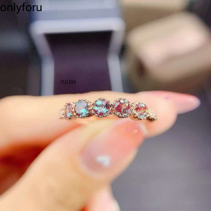 Beautiful 925 Sterling Silver 3mm Color Change Stone Lab Grown Alexandrite Ring Engagement Wedding Ring for Women Gift
